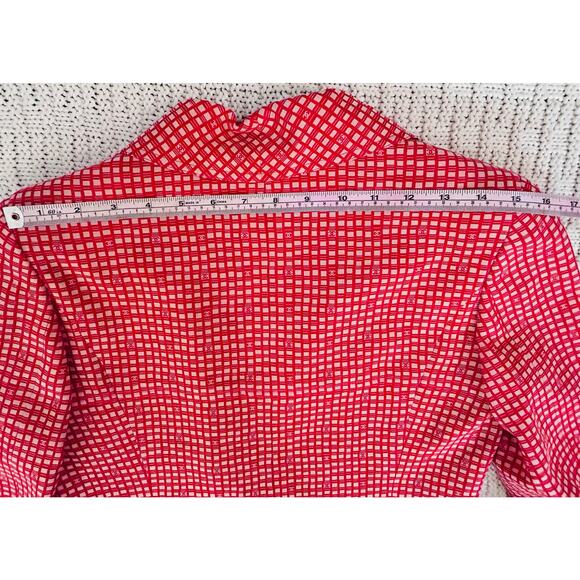 Chanel Red Coral Checkered Jacket Blazer Flower Lining FR 38 US 6 01S - Picture 13 of 13